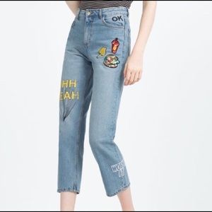 Zara sequin patch denim jeans SIZE 6